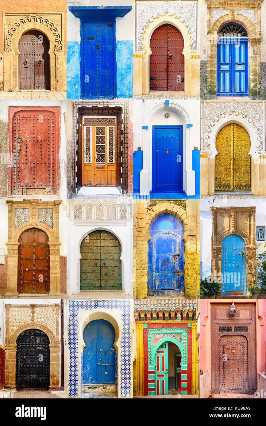 Collage de porte d'entrée traditionnelle marocaine Banque D'Images