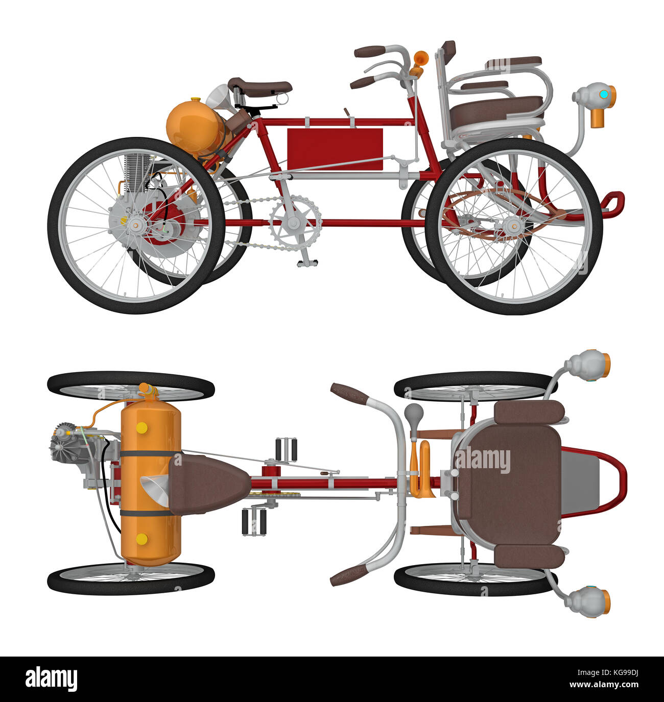 Cycle de quatre roues isolé sur blanc. Le rendu 3D Banque D'Images