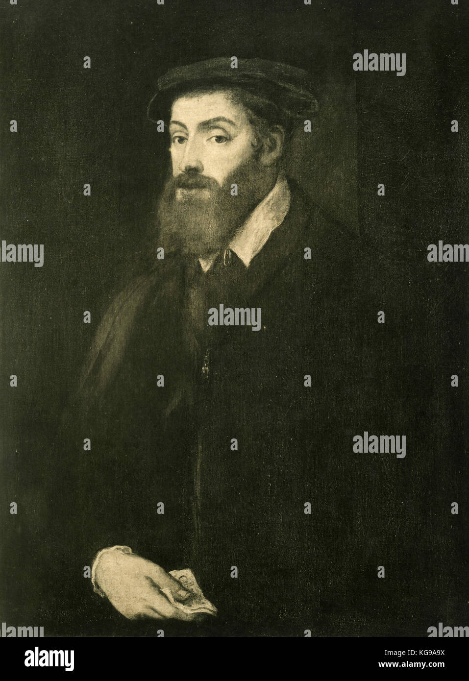 Portrait de Charles V, la peinture de Titien Banque D'Images