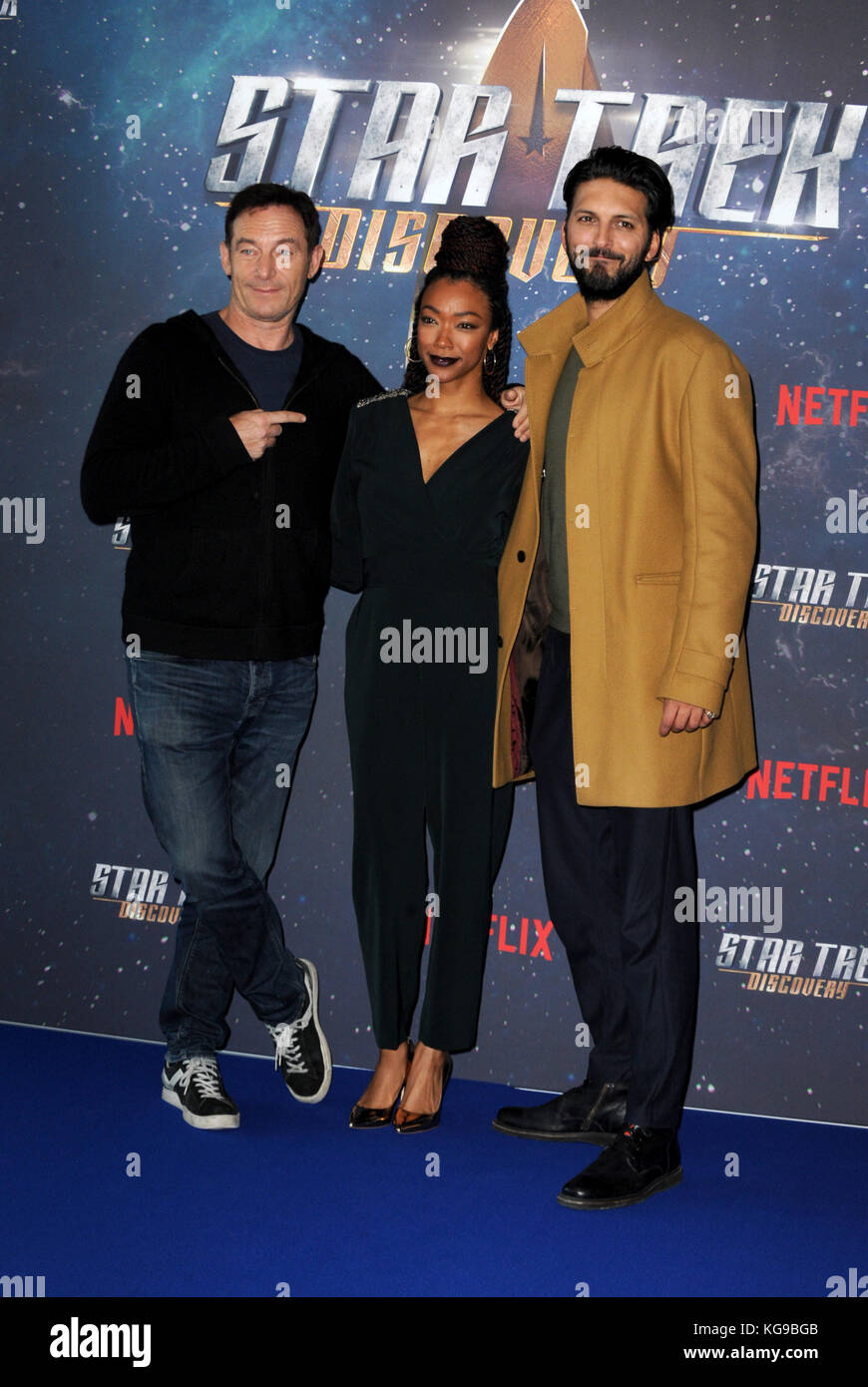 Sonequa Martin-Green, Jason Isaacs, Shazad Latif, Star Trek Fan Spécial Découverte de dépistage saison 1 episode 8, à 30, Londres Millbank 05.11.17 Banque D'Images