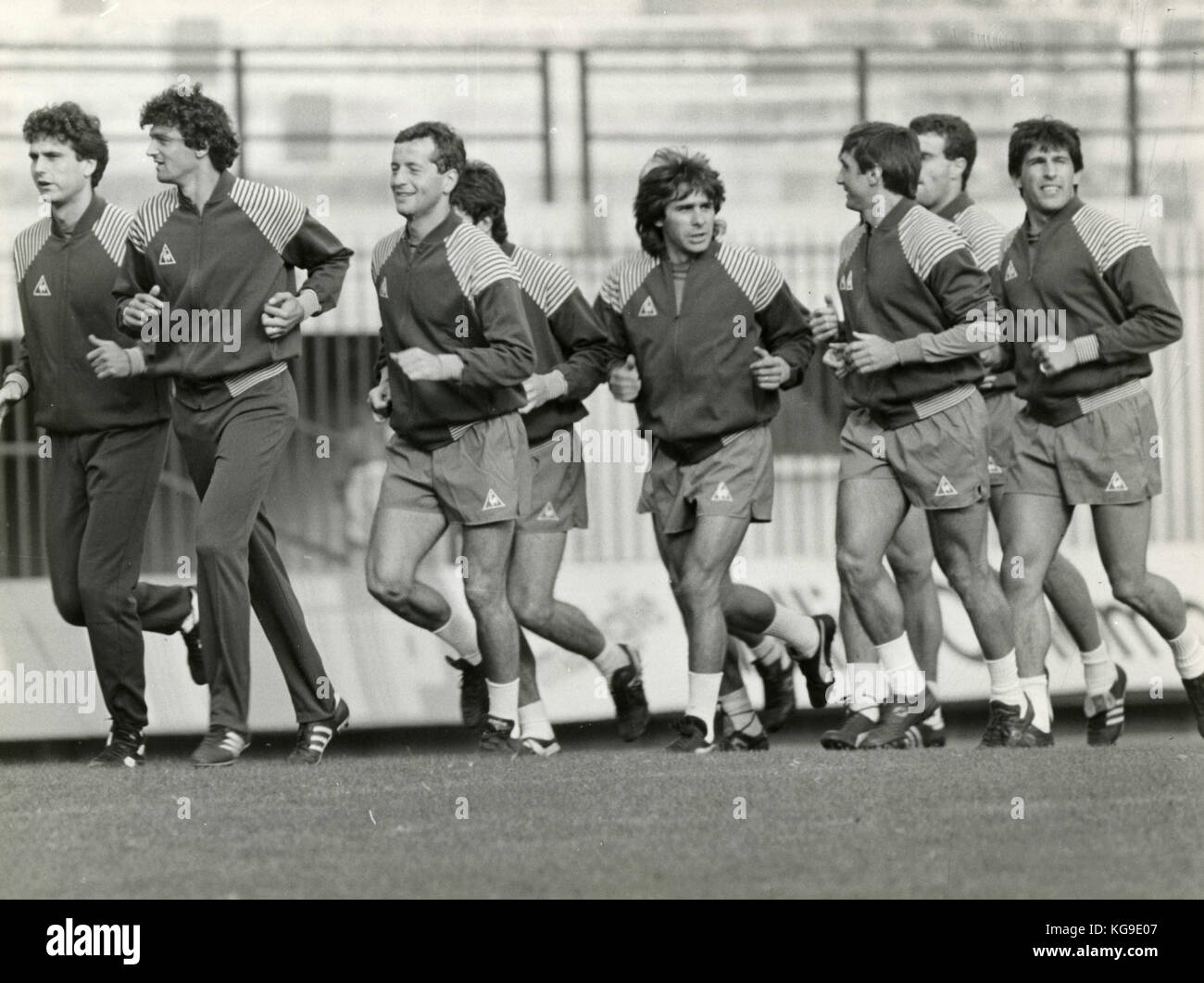 La formation de l'équipe nationale de football italienne 1985 Banque D'Images