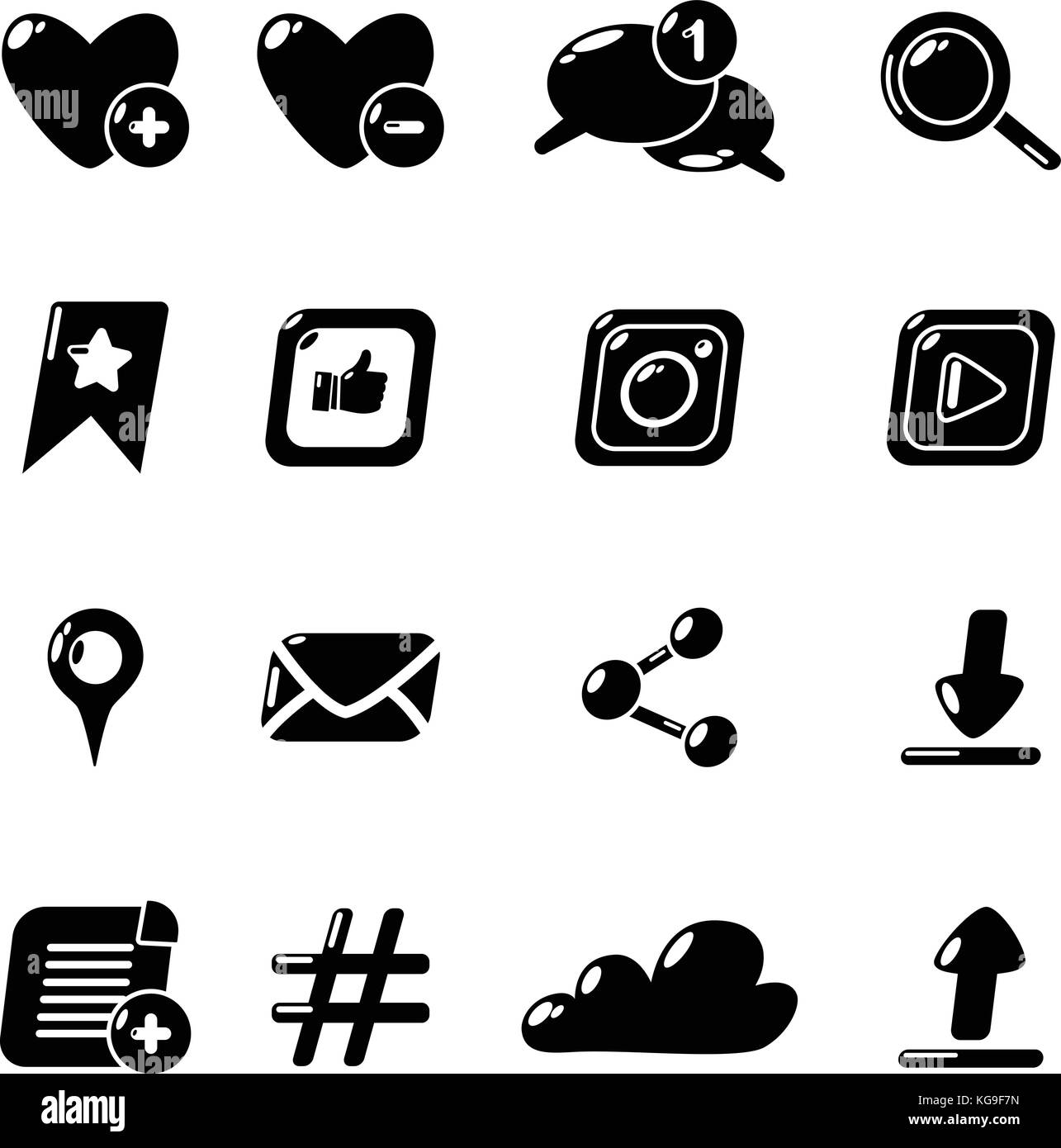 Réseau social icons set, le style simple Illustration de Vecteur