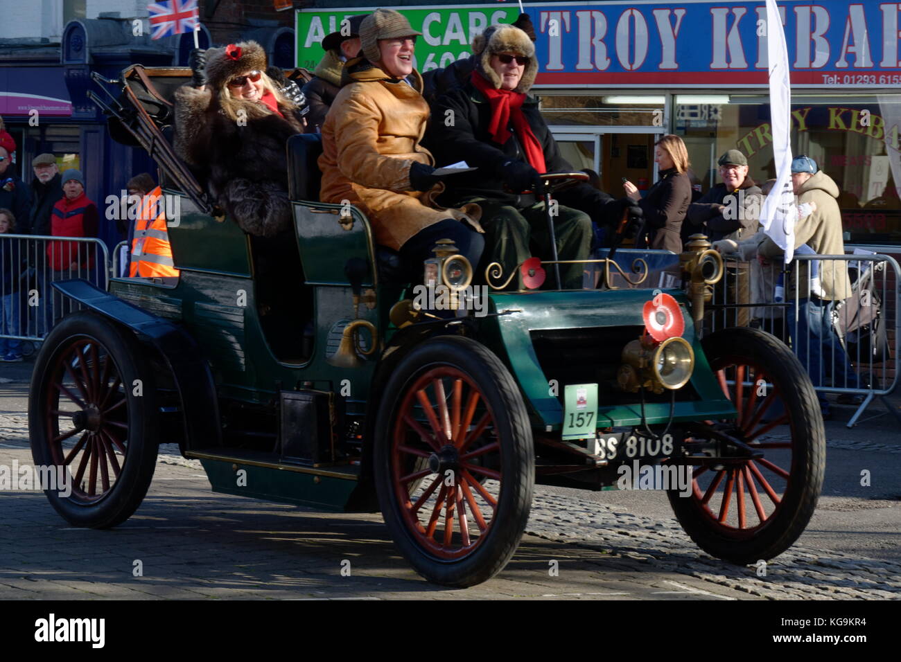 121e Londres à Brighton Veteran Car Run annuel - 1902 - Haynes-Apperson - BS 8108 Banque D'Images