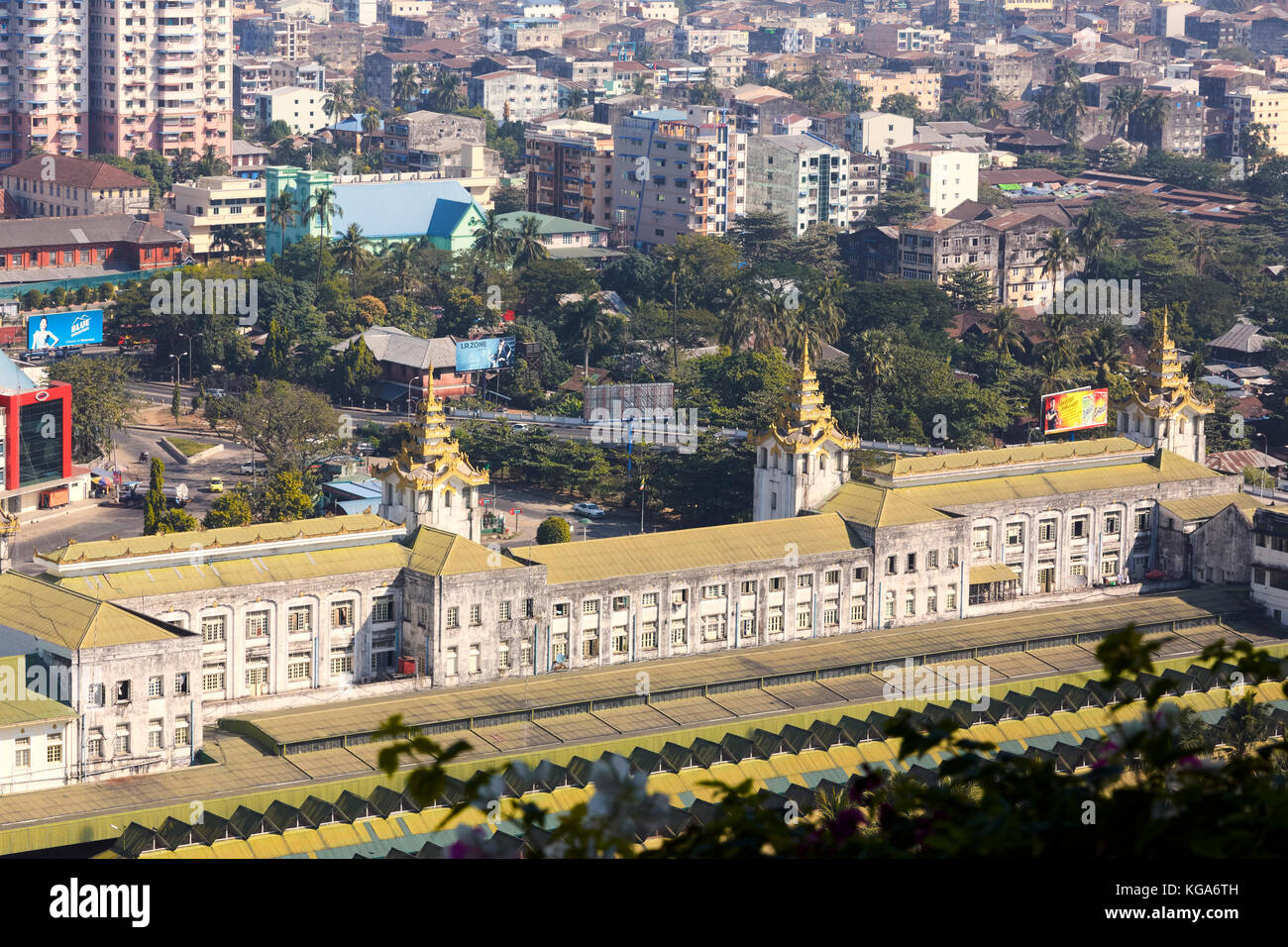 La gare centrale, Yangon, Myanmar (Birmanie), en Asie du sud-est Banque D'Images