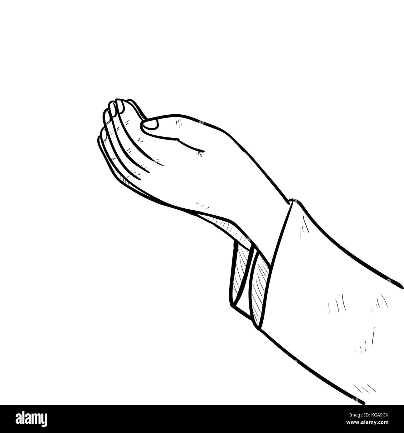 Dessin à la main main musulmans prier, isolé sur fond blanc. noir et blanc simple ligne vector illustration pour livre de coloriage - ligne dessinée vector Illustration de Vecteur