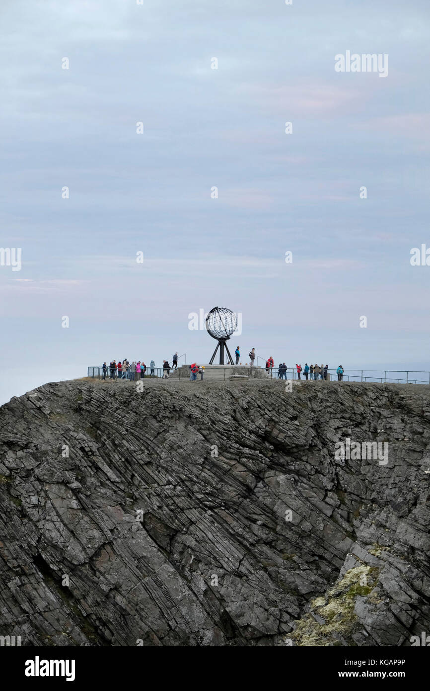 La Norvège,monument globe,nordkapp Banque D'Images