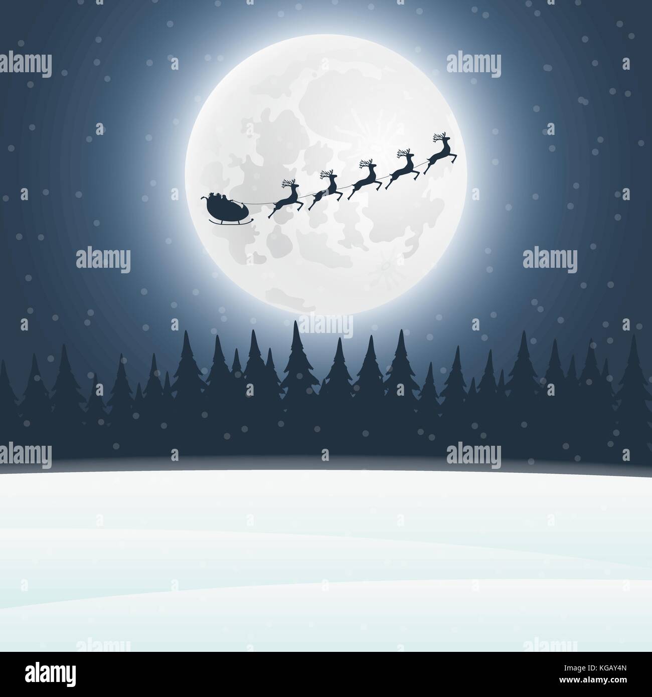 En renne du Père Noël en traîneau avec faisceau pour Noël Illustration de Vecteur