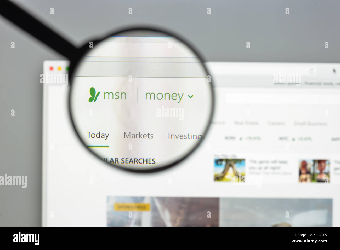 Milan, Italie - 10 août 2017 : page d'accueil du site Msn.com Money. MSN, COM logo argent visible. Banque D'Images