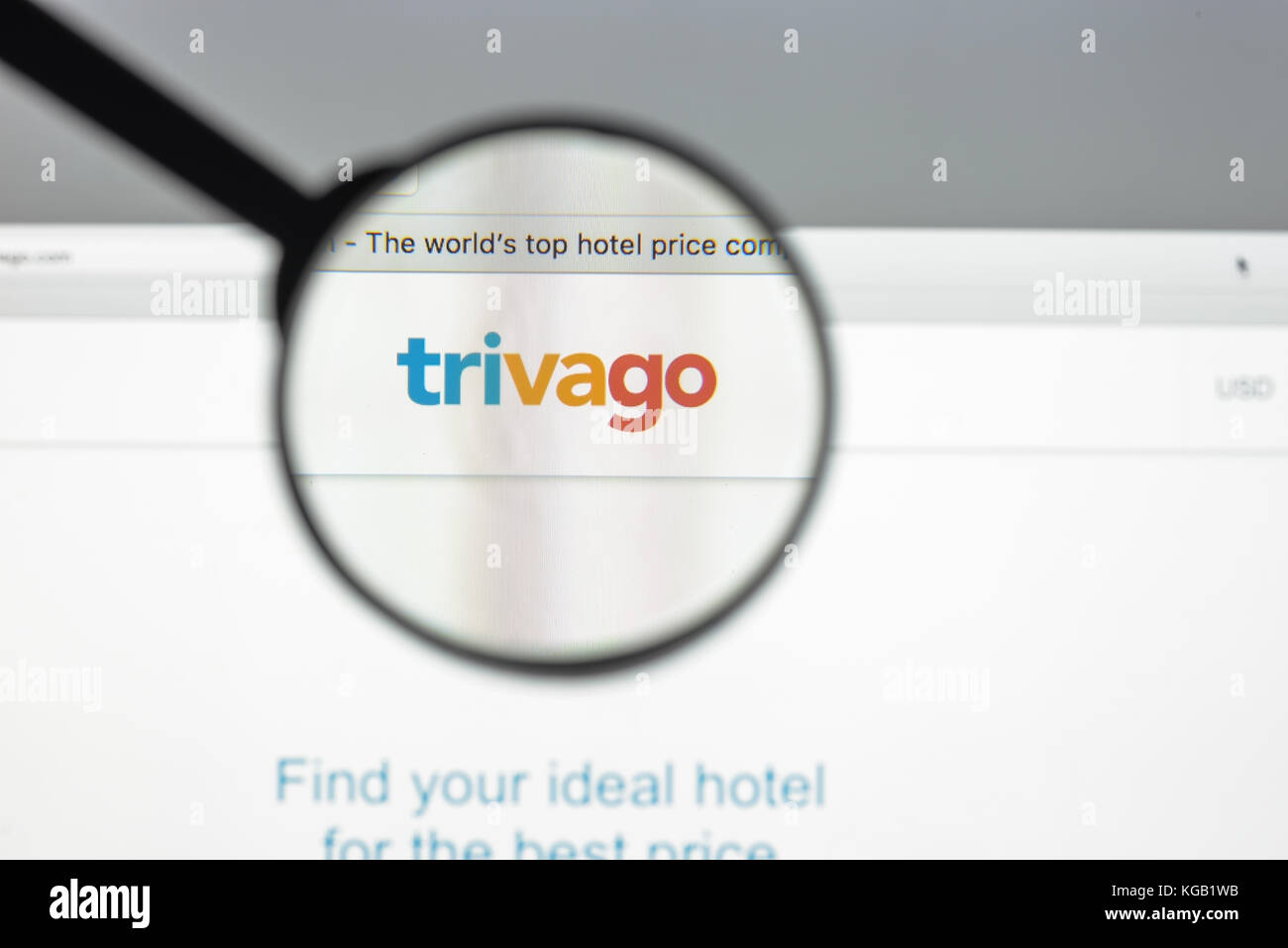 Milan, Italie - 10 août 2017 : Trivago accueil du site. Il s'agit d'une multinationale allemande spécialisée dans la technologie des services liés à internet, un Banque D'Images