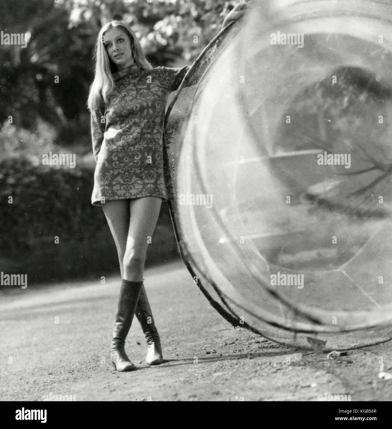 Le modèle de 1970 avec robe courte Banque D'Images