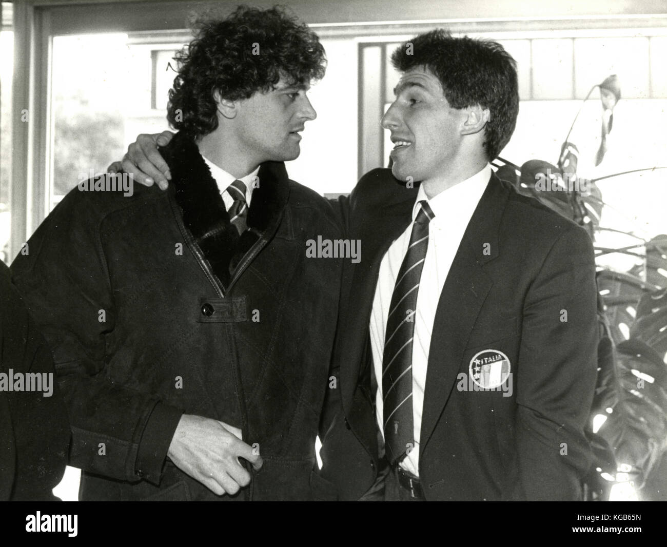 Les joueurs de football Alessandro Altobelli et Salvatore Bagni de l'équipe nationale de football italienne 1980 Banque D'Images