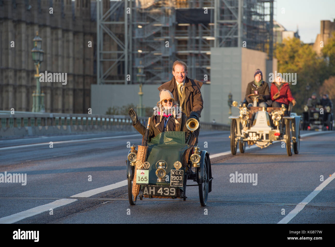 5 novembre 2017. Bonhams de Londres à Brighton, le plus long événement automobile au monde, 1903 Humber on Westminster Bridge. Banque D'Images