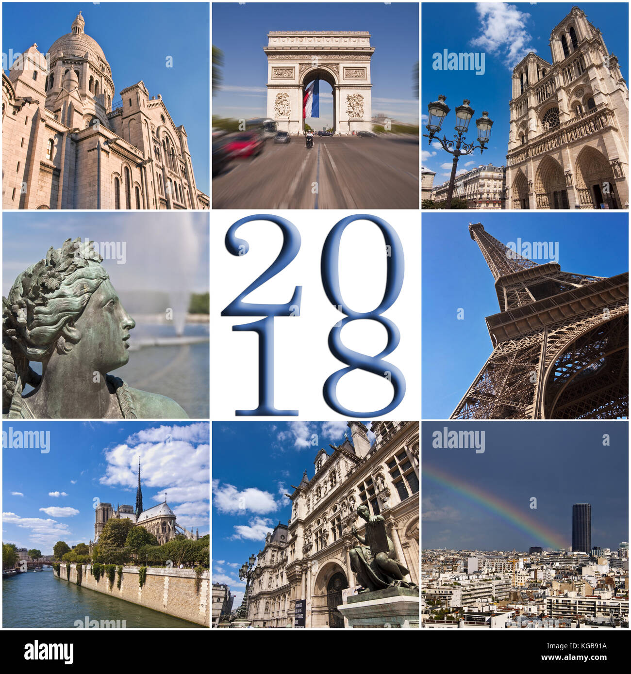 Paris 2018 carte de vœux collage voyage Banque D'Images