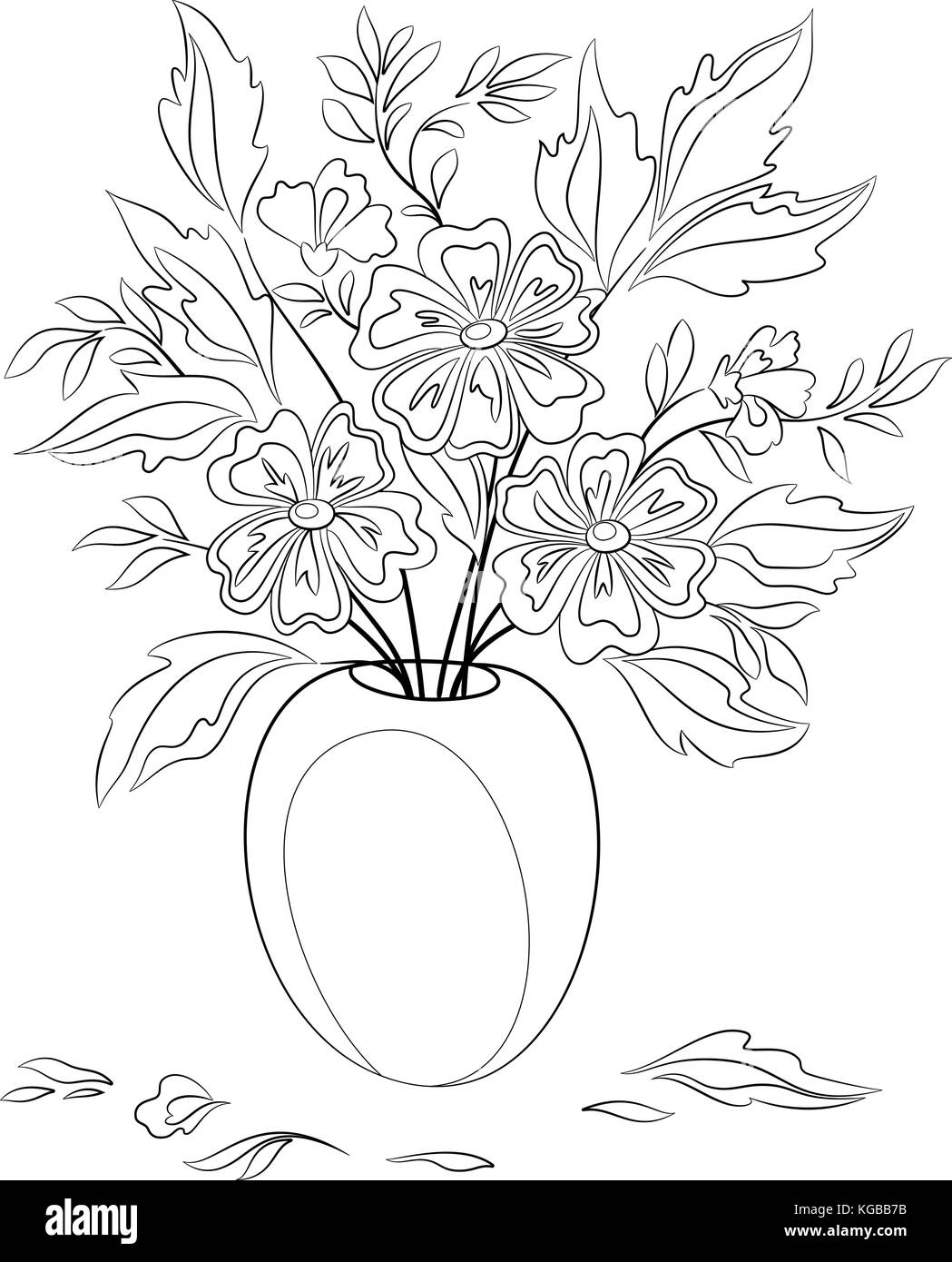Les contours des fleurs dans un vase Illustration de Vecteur
