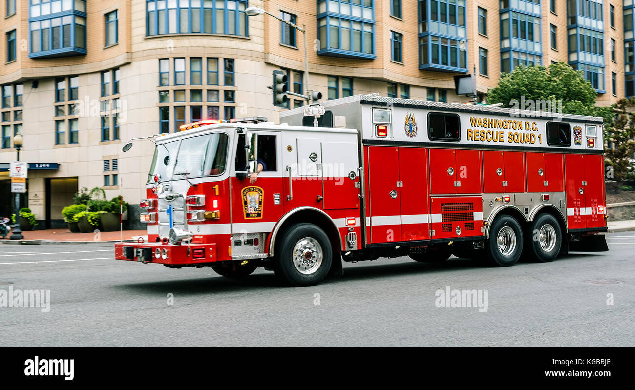 Camion de pompiers d'urgence à washington dc Banque D'Images