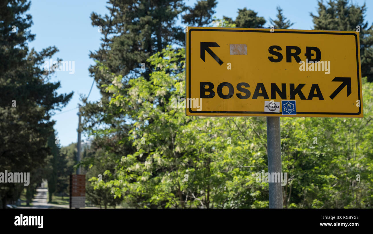 Le village de bosanka sur le mont Srd, près de Dubrovnik, Croatie, Europe Banque D'Images