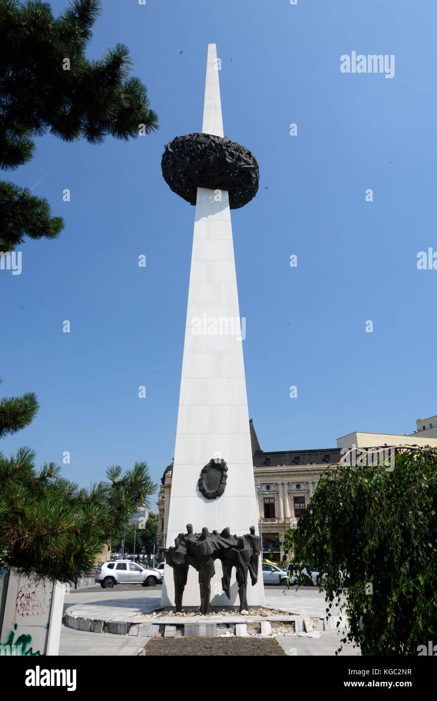 Le monument de la Renaissance sur la place de la révolution à Bucarest, Roumanie. Banque D'Images