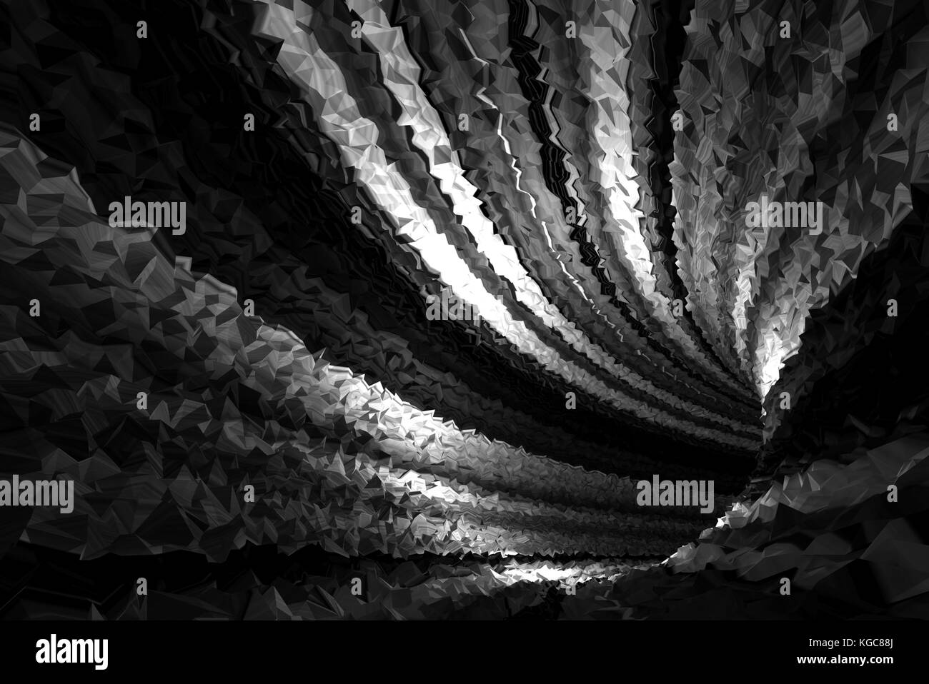Triangulé, tunnel noir vide numérique abstrait arrière-plan graphique, illustration 3D render Banque D'Images