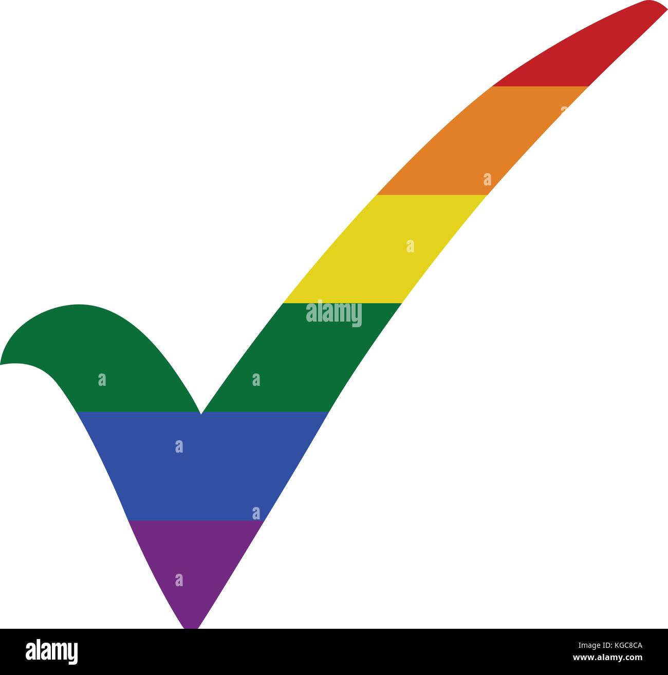 Icône de validation colorés. symbole d'activation dans les couleurs arc ...