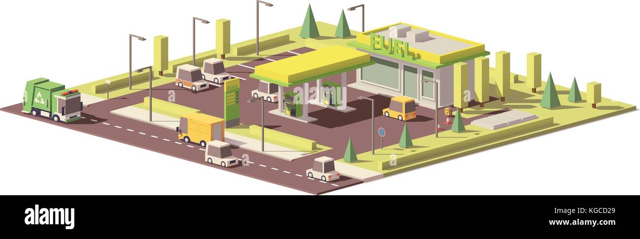 Station de gaz vecteur low poly Illustration de Vecteur