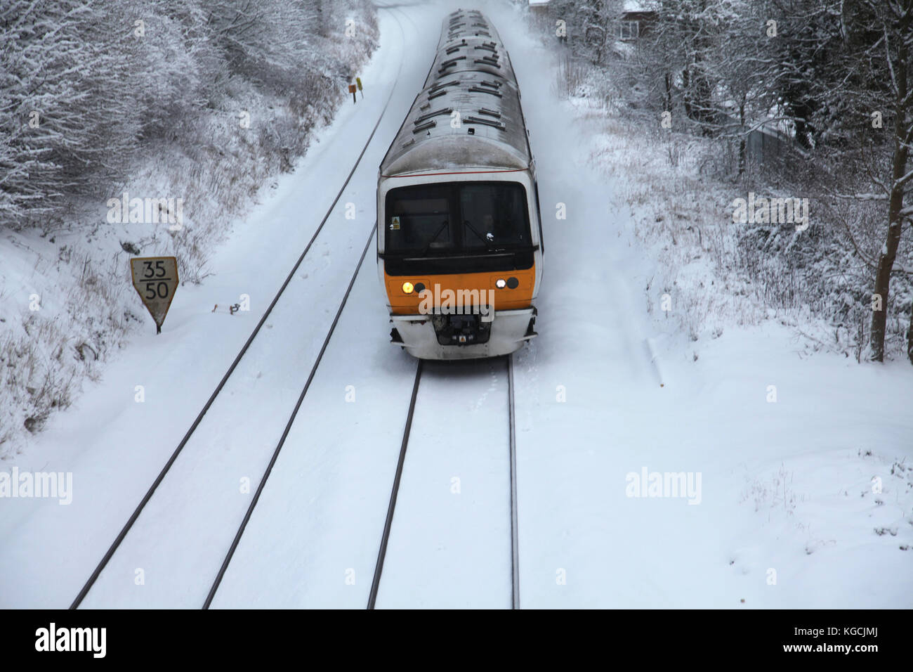 Train dans la neige Banque D'Images