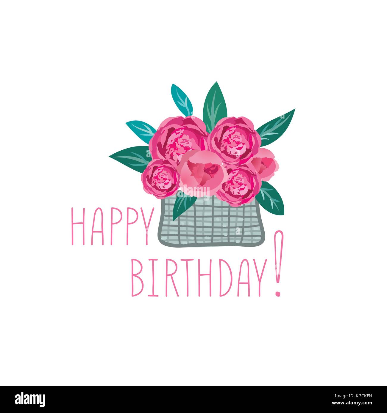 Fleur En Panier Joyeux Anniversaire Carte De Vœux Cadeau Floral Decor D Ete Sign Image Vectorielle Stock Alamy