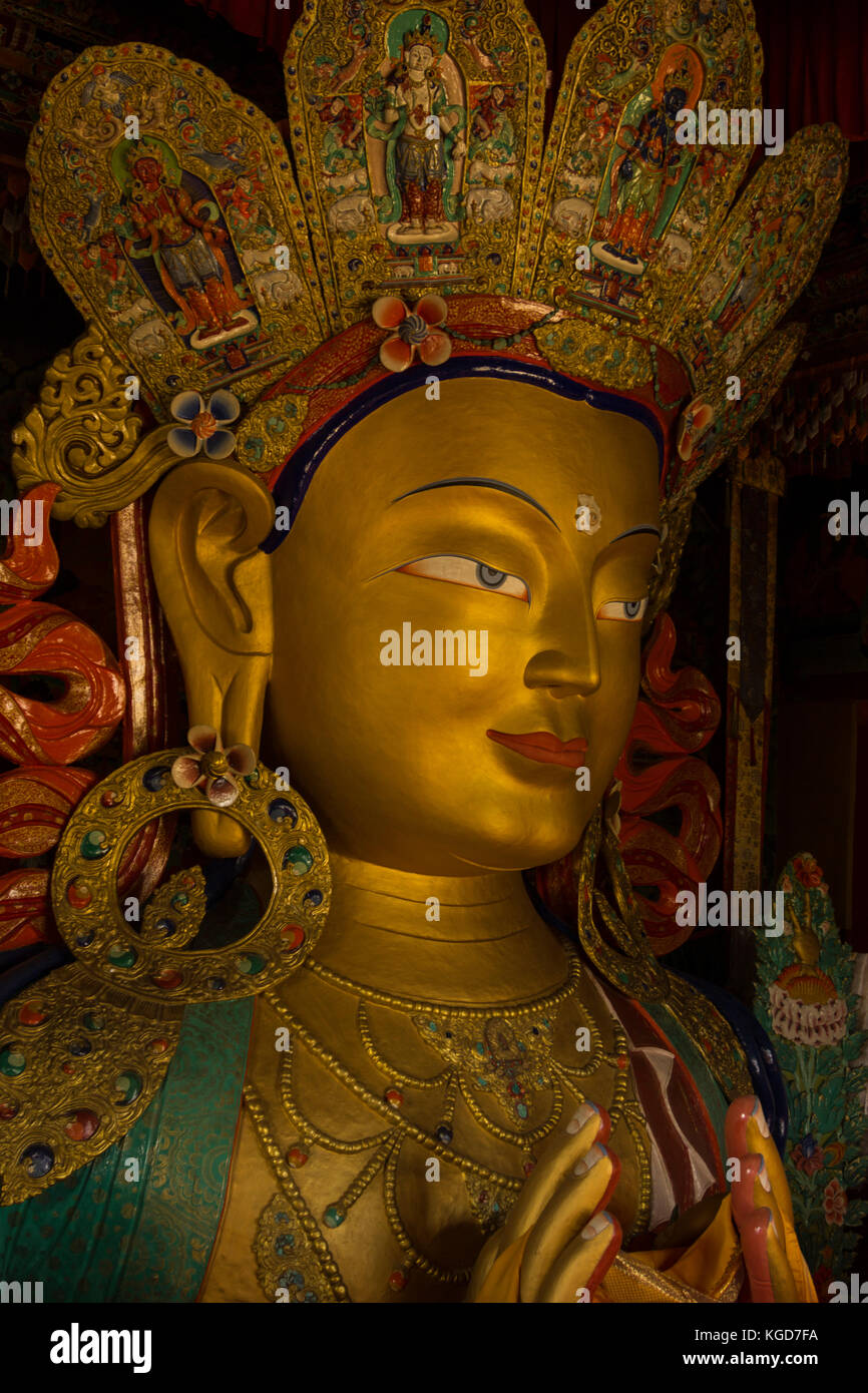 Thiksay Gompa ou Thiksay monastère est situé en haut d'une colline dans le village Thiksey environ 19 kilomètres à l'est de Leh au Ladakh, Inde. Banque D'Images