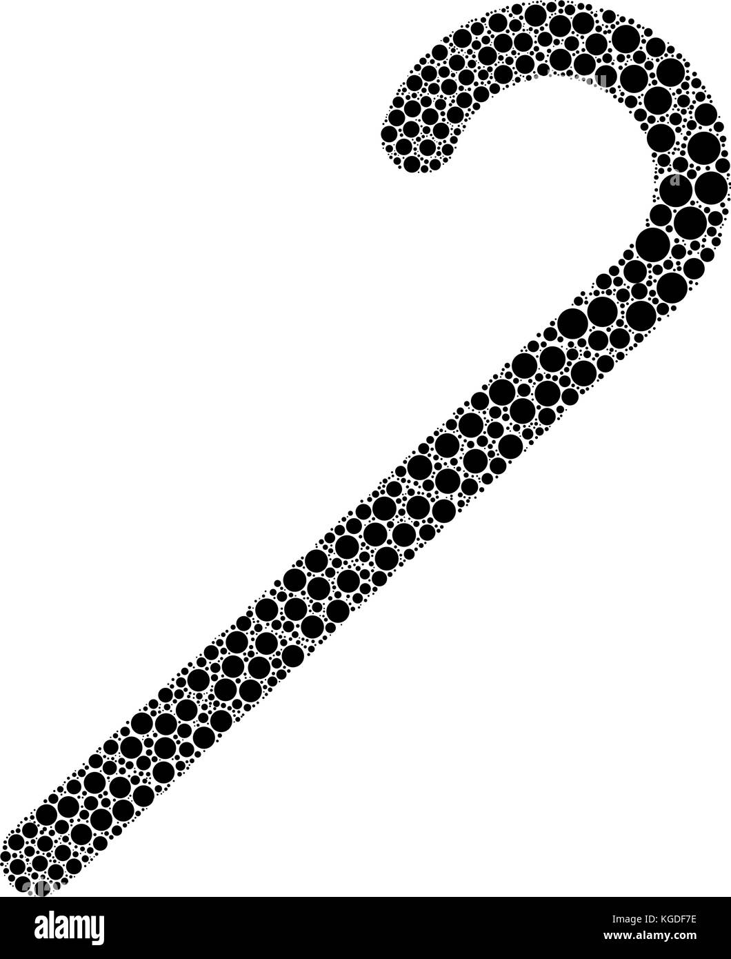 Silhouette de canne en icône point isolé sur fond noir Illustration de Vecteur