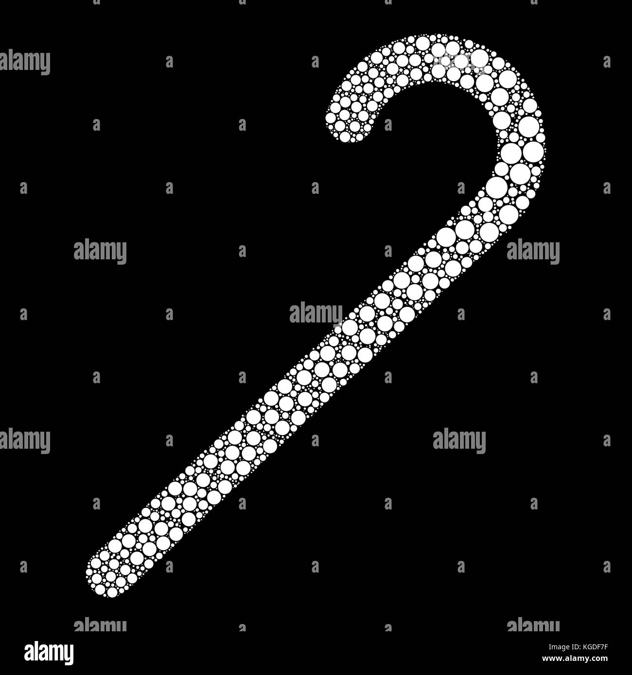 Candy Cane icône point isolé sur fond noir Illustration de Vecteur