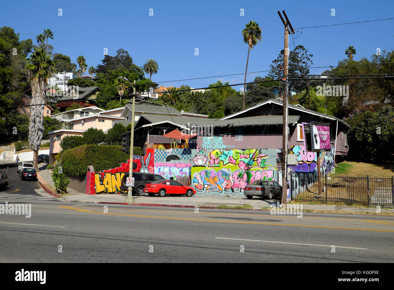 Street art Silver Lake Boulevard, Silver Lake Los Angeles, California USA KATHY DEWITT Banque D'Images