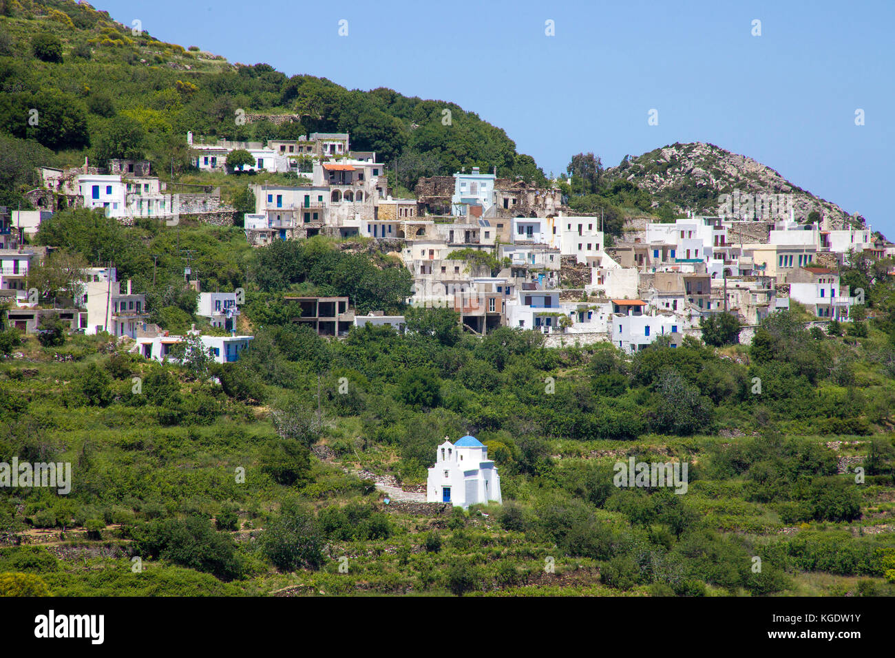 Village de montagne au nord de Naxos, Cyclades, Grèce, Mer Méditerranée, Europe Banque D'Images