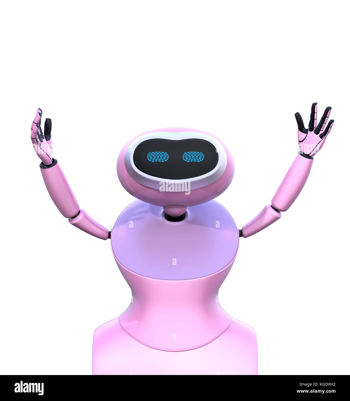 Vue avant du robot humanoïde isolé sur fond blanc. Le rendu 3d image. Banque D'Images