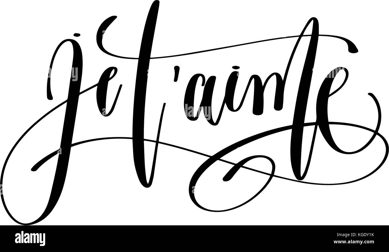 Je t'aime - je t'aime en français moderne lettrage main typograph Image