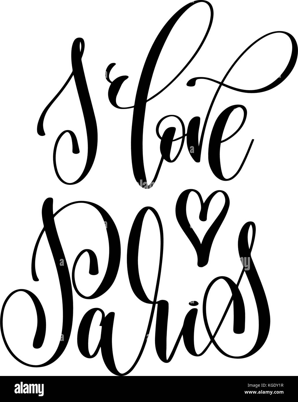 J'aime la typographie moderne paris lettrage inscription Illustration de Vecteur