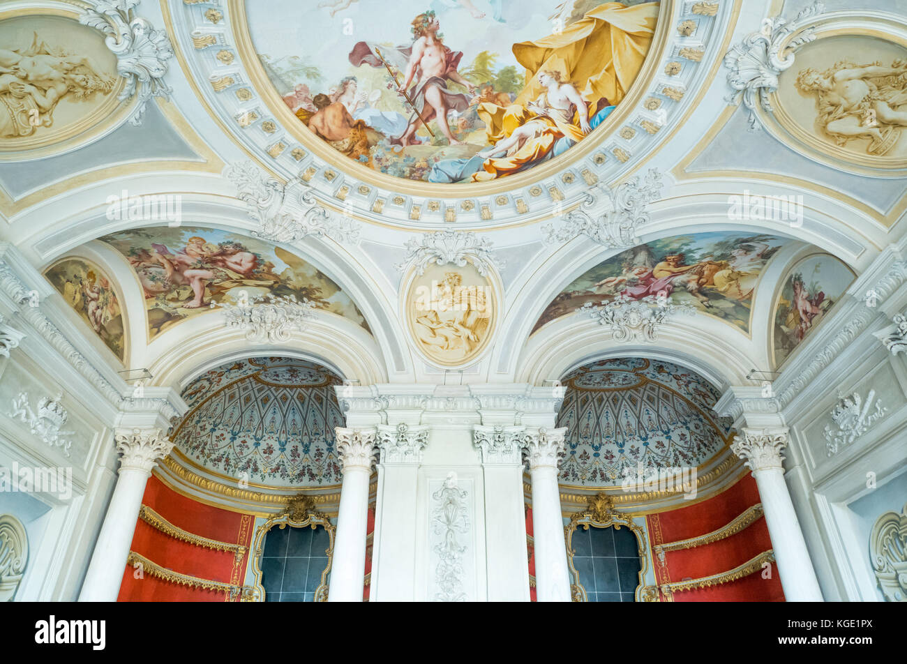 Rivoli, Italie - 14 août 2016 : peintures et décorations des salles du catle royal de Rivoli Banque D'Images