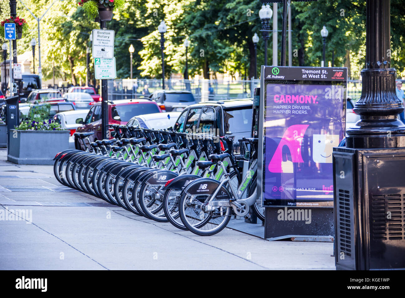 Station Vélo Hubway, Boston, MA, USA Banque D'Images