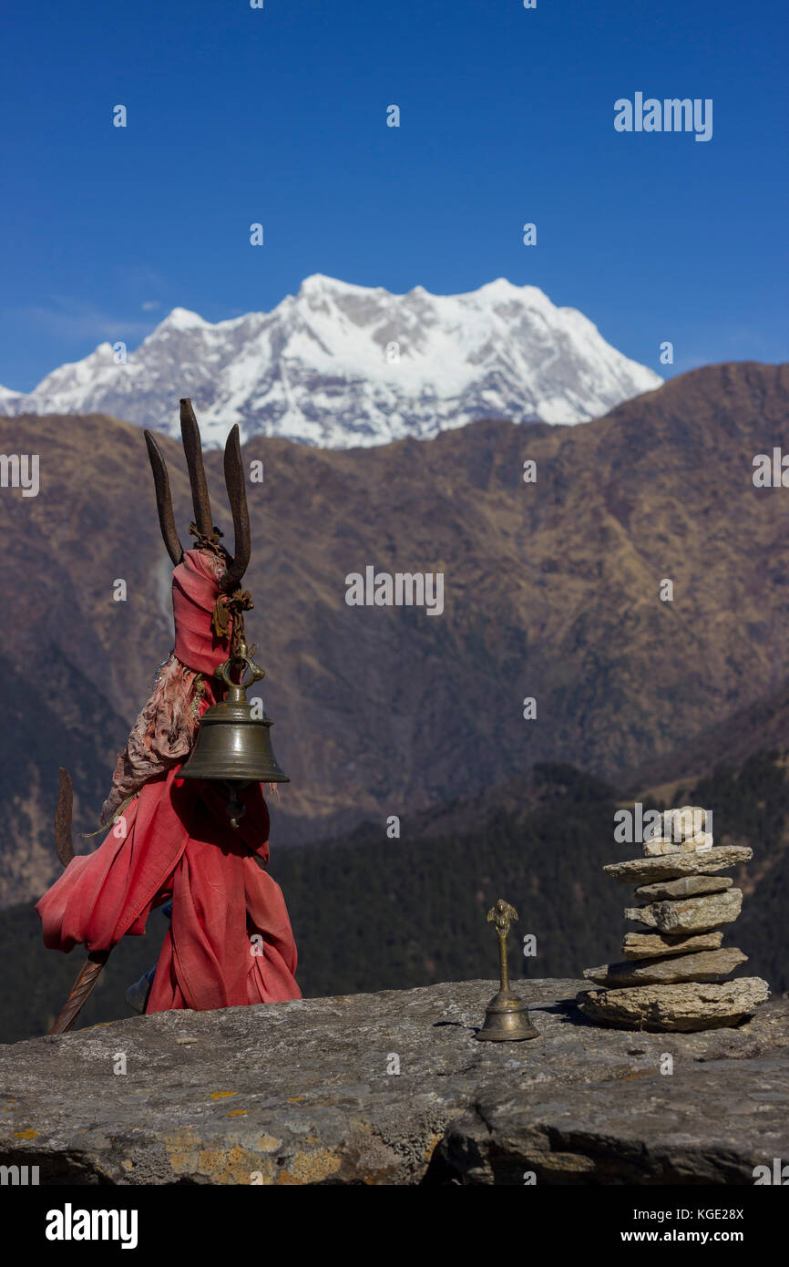 Vue d'pahtway Chaukhamba Tungnath, Chpota vers Temple, Uttarakhand, Inde. Banque D'Images