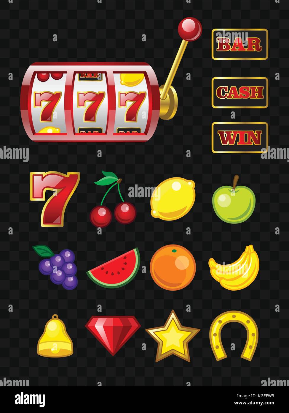 Ensemble d'objets de la machine de jeu réaliste - vector clip art isolé Illustration de Vecteur