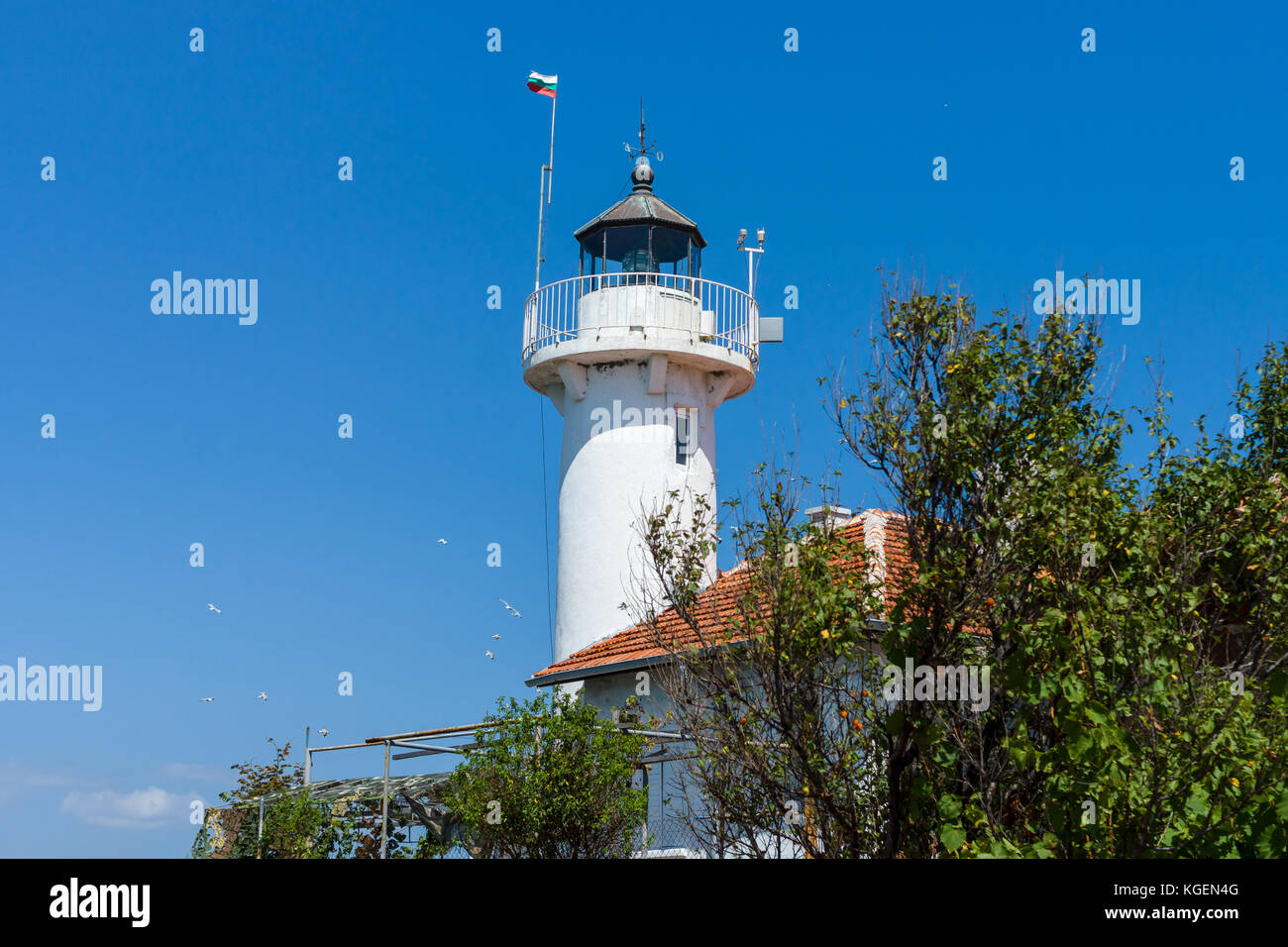 Leuchtturm contre le ciel bleu. l'île de st. anastasia. burgas bay. mer noire. la Bulgarie. Banque D'Images