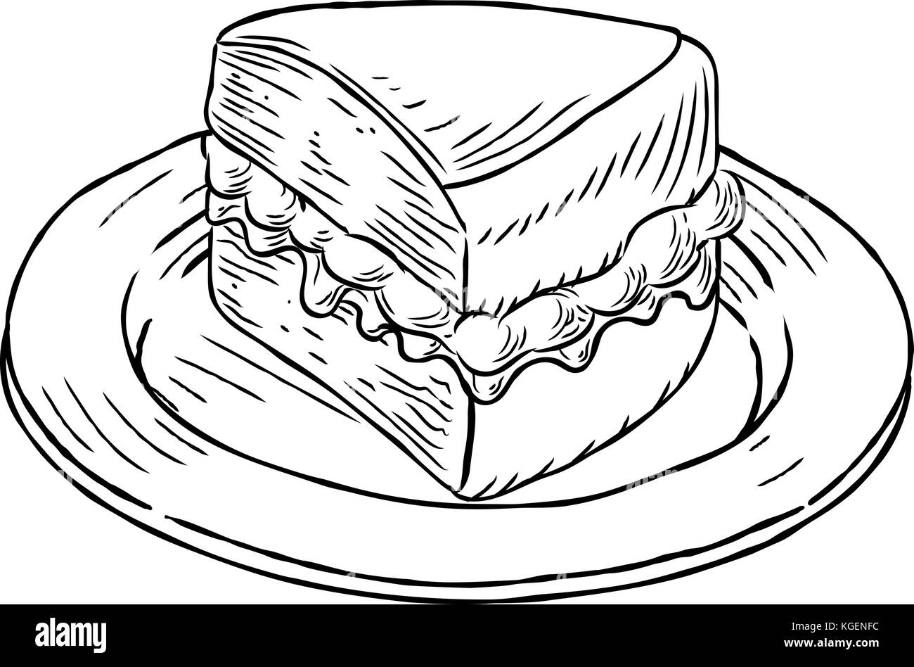 Gâteau à l'éponge Victoria style rétro et coupe de bois Illustration de Vecteur