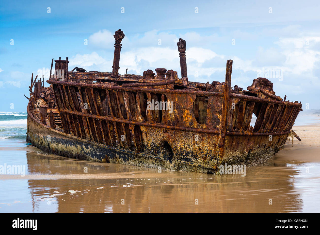 Maheno Shipwreck, Fraser Island, UNESCO World Heritage Site, Queensland, Australie. Banque D'Images