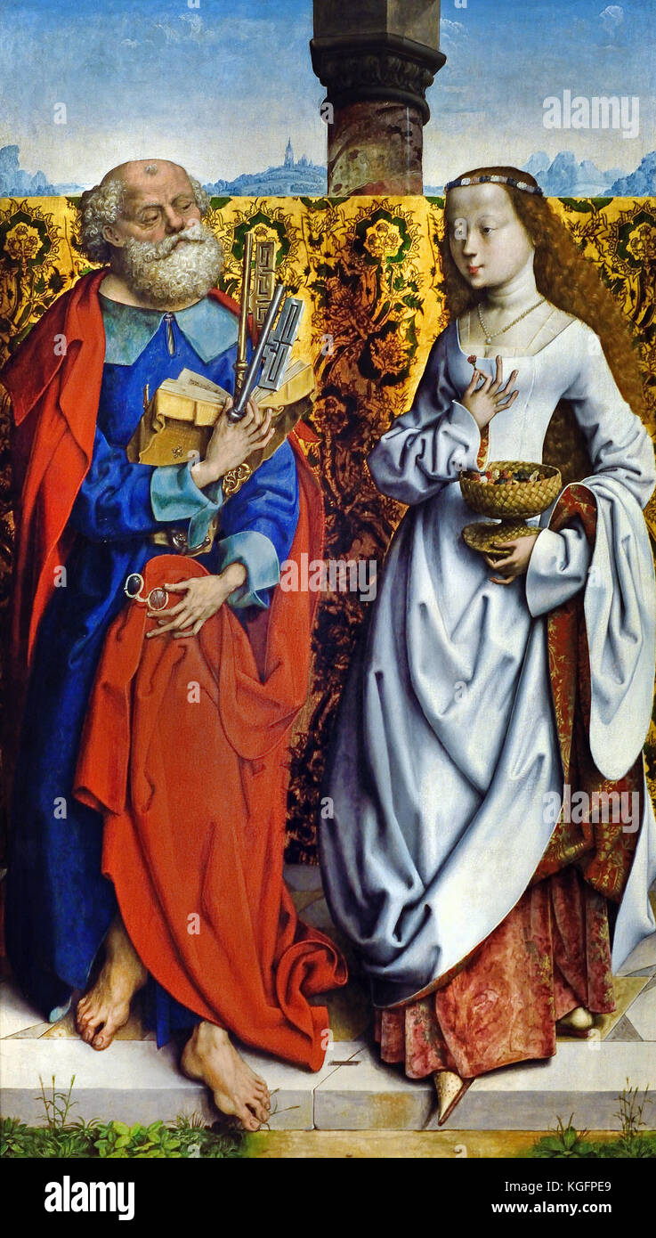 Les Saints Pierre et Dorothy 1505-10, maître de la saint Barthélemy retable est nommé d'après la peinture de l'église de saint Colomba, Cologne Allemand Allemagne Banque D'Images