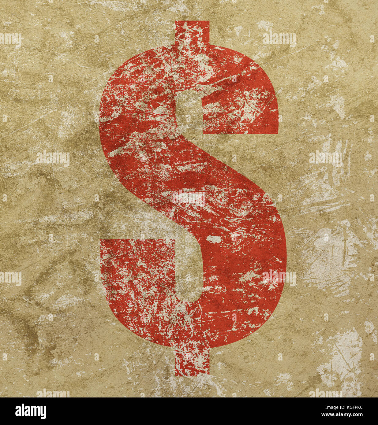 L'icône rouge american dollar sign plus minable en difficulté grunge background Banque D'Images