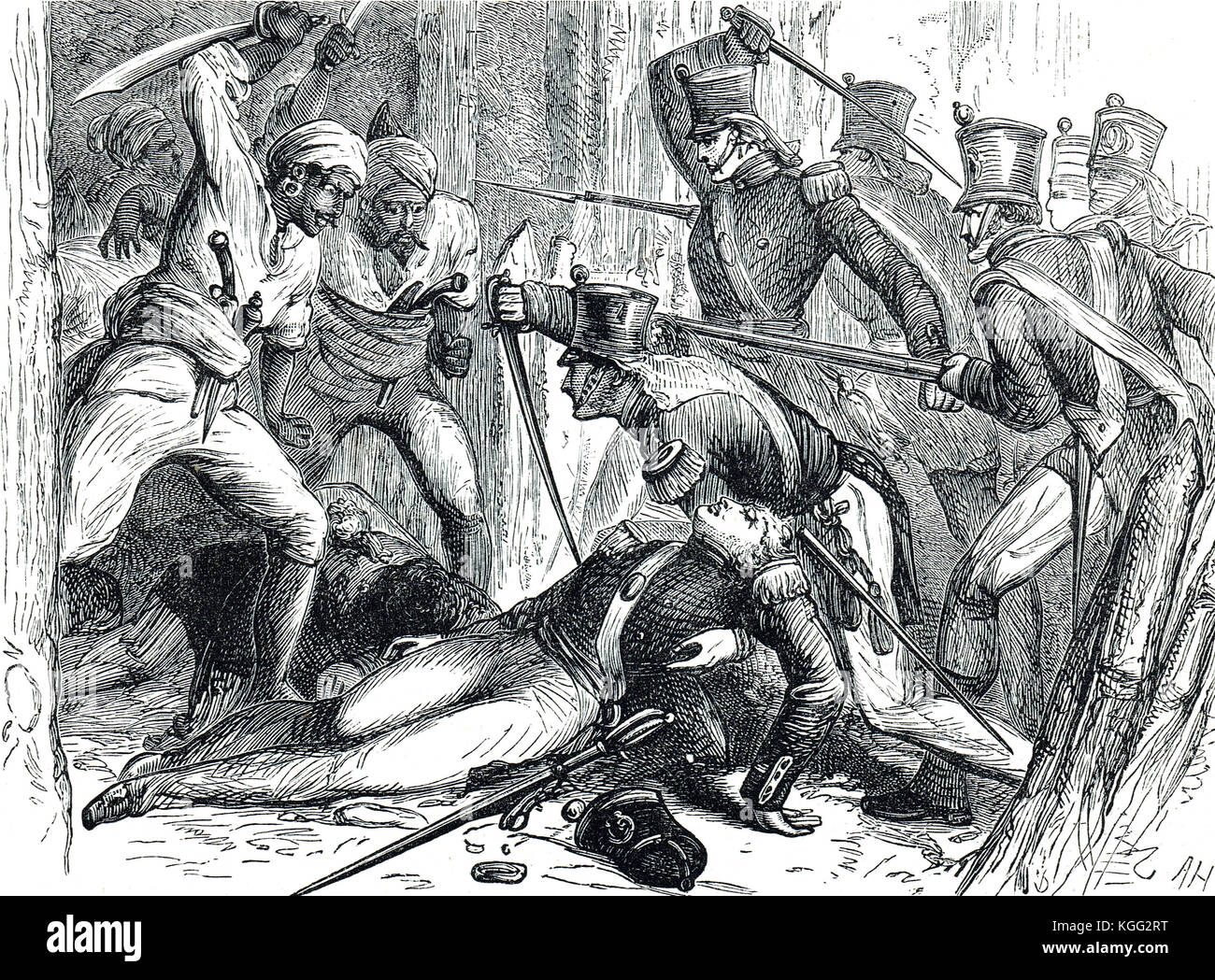 Sauvetage du lieutenant-colonel MacGregor Murray, bataille de Thalner 1818 Banque D'Images