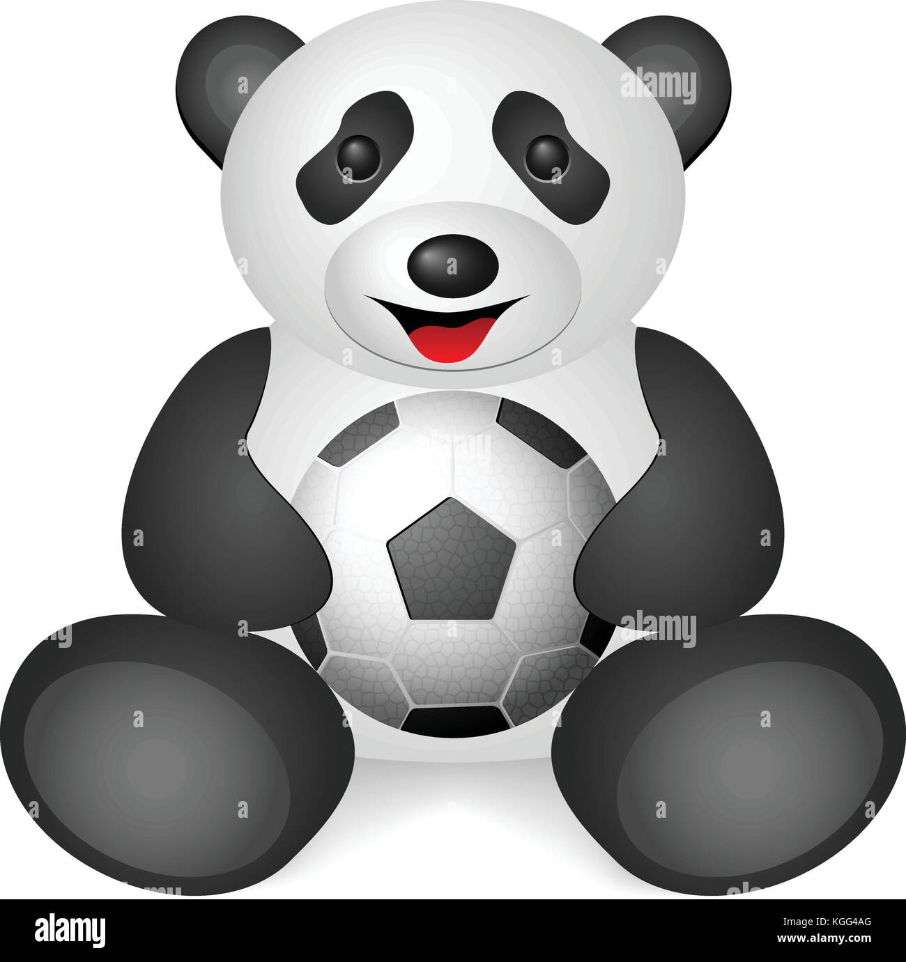Panda ballon de soccer sur un fond blanc. Illustration de Vecteur