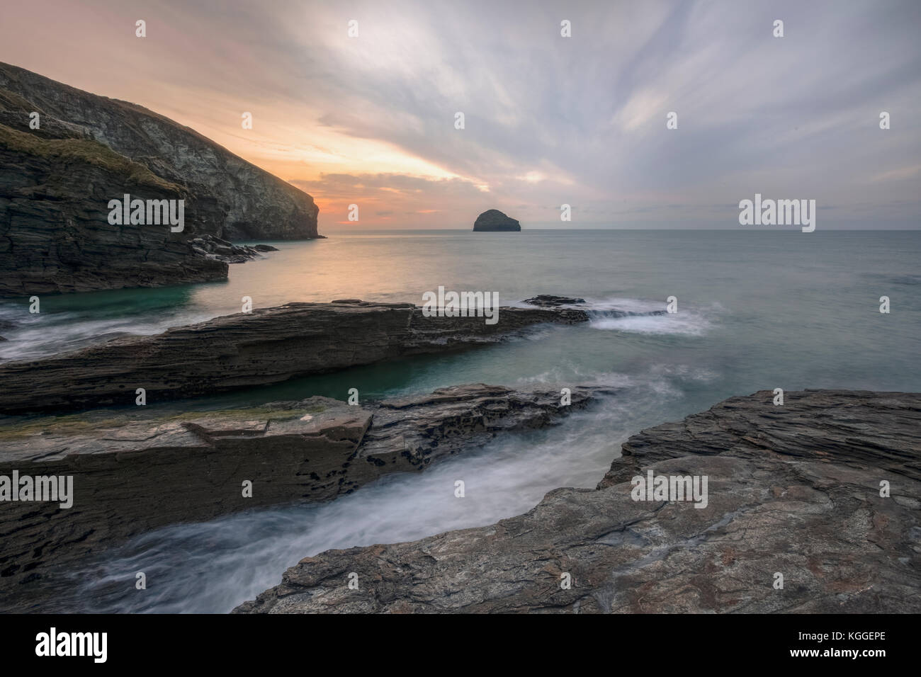 Trebarwith Strand, Cornwall, Angleterre, Royaume-Uni Banque D'Images