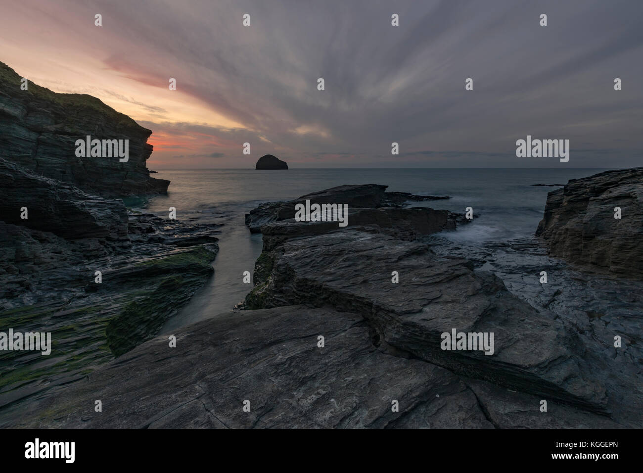 Trebarwith Strand, Cornwall, Angleterre, Royaume-Uni Banque D'Images