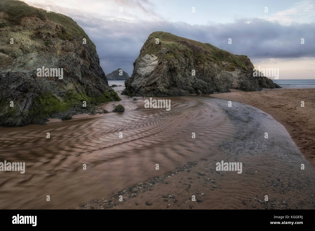 Holywell Bay, Gull Rocks, Cornwall, Angleterre, Royaume-Uni Banque D'Images