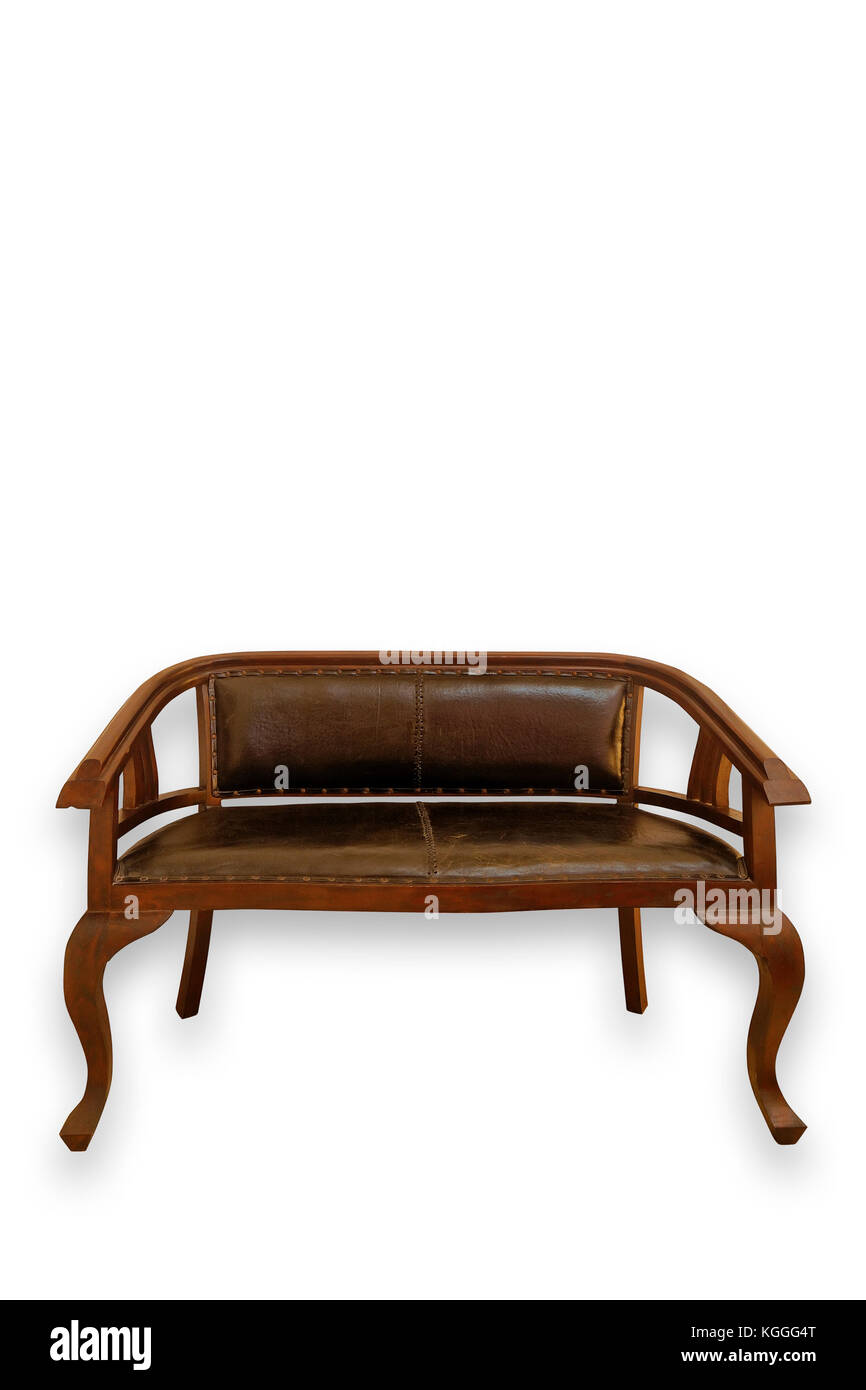 Vintage Brown banc sur fond blanc Banque D'Images