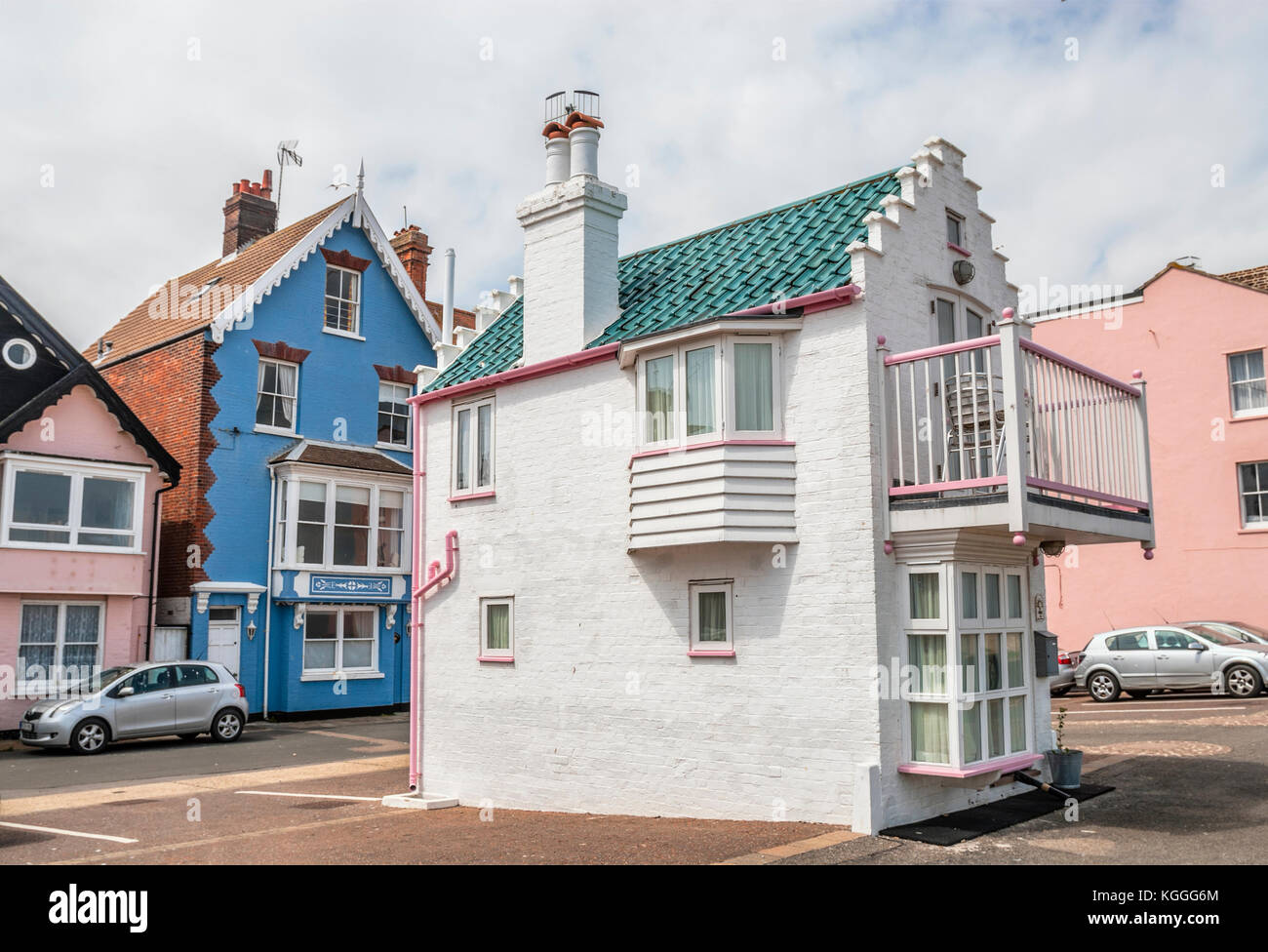 Petite maison historique à Aldeburgh, une ville côtière à Suffolk, East Anglia, Angleterre Banque D'Images